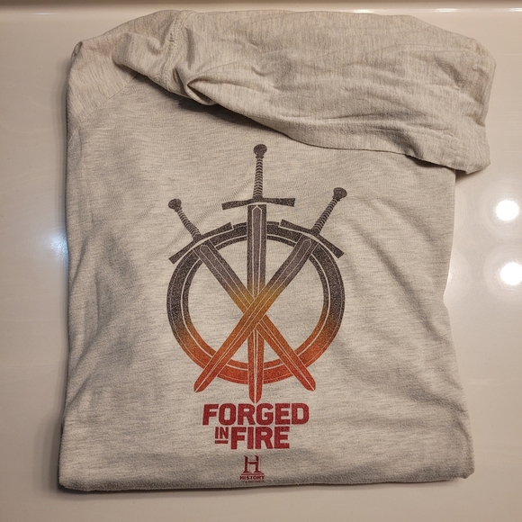 Forged In Fire History Channel Longsleeve Hoodie Tee Heathered Oatmeal  XXL - Picture 2 of 10